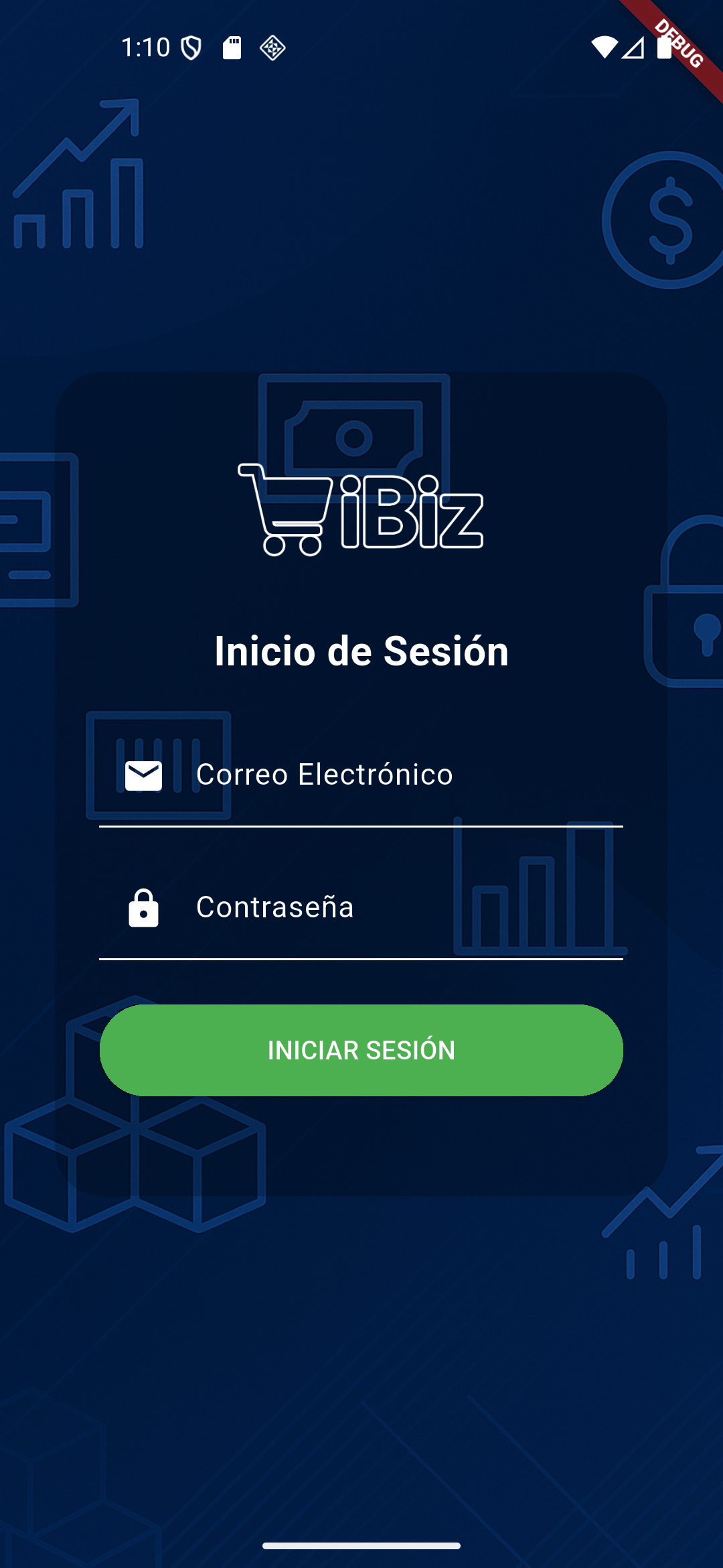 Ibiz (Flutter) — inicio de sesión (captura)